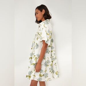 En Saison Jayla Shirt Dress – Floral Button Front Mini, Size M